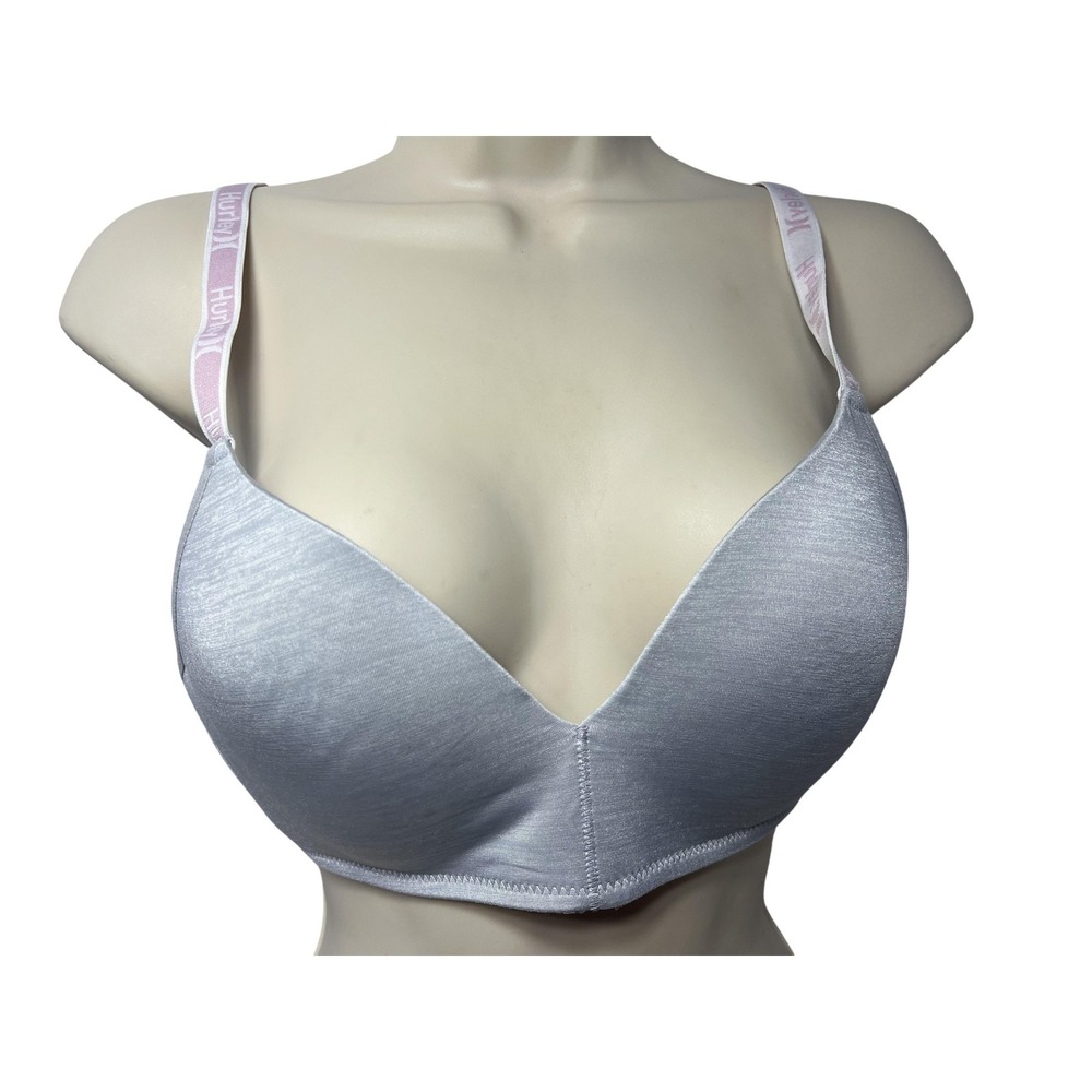 Hurley Bra Womens 38C Gray Wireless T Shirt Padded Adjustable Strap‎ Everyday
